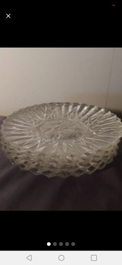 5 vintage Pioneer clear glass plates