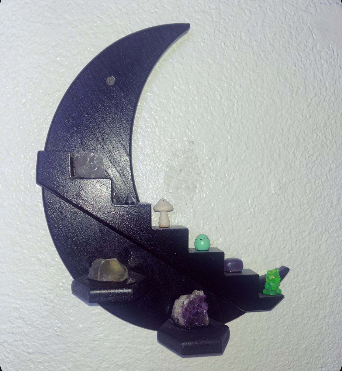 crystal holder moon shaped shelf