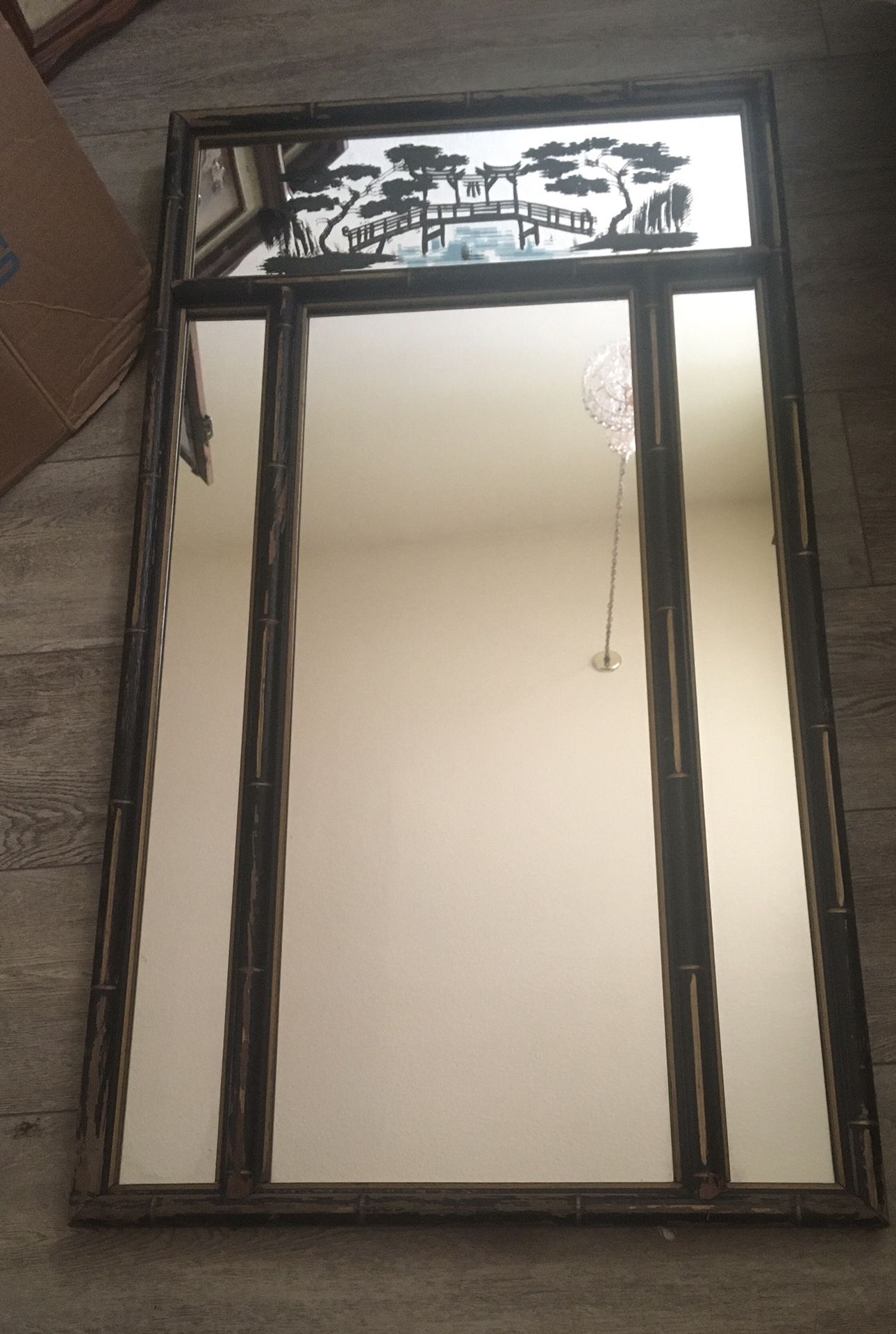 Vintage Bamboo Wood Mirror Pick up N.Rialto