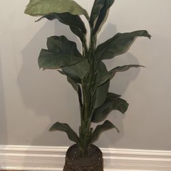 Large Artificial Tropical Plant with Woven Basket Planter