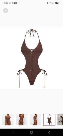 Skims Lace Up Monokini Cocoa Xl