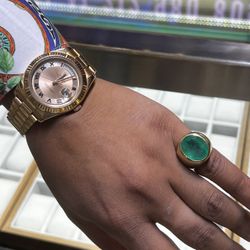 Natural Colombian Emerald Ring 18K Solid Gold