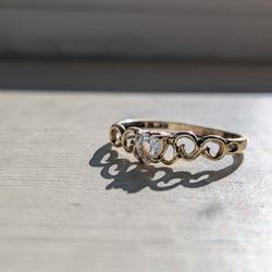 10K Gold Ring with Heart Shaped Diamond Accent
