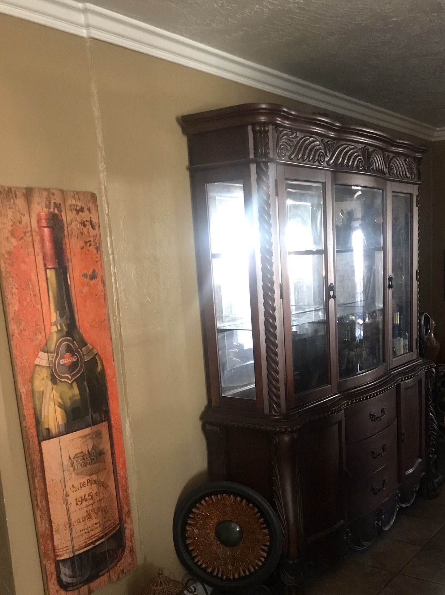 Dining room table and china cabinet set