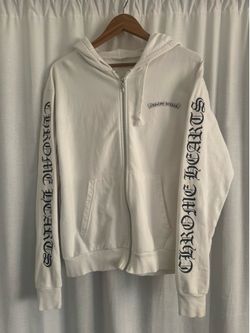 Chrome Hearts White Zip Up Scroll Logo Used Sz S