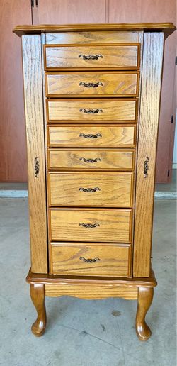 Standing Solid Oak Jewelry Armoire by Powell
