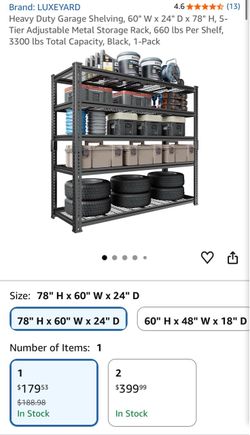 NEW LUXEYARD Heavy Duty Garage Shelving 60” x 24” x 78” – 3300 LB