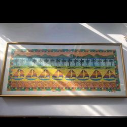 Signed ML (Lisa) Etre 1983 Tropical Love Water Color Art