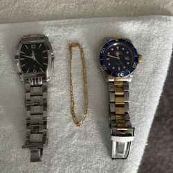 2 Watches Unisex And A 14k Bracelet 
