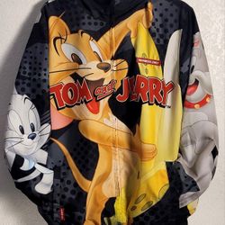 TOM AND JERRY Windbreaker Jacket Front & Back Big Logo Members Only 90s Vtg /M-L