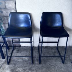 Walker Edison Douglas Urban Industrial Faux Leather Armless Counter Chairs,