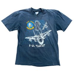 Vintage F-14 TOMCAT TOP GUN Anytime Baby Military Aircraft Shirt Size Large
