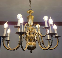 Colonial Revival / Williamsburg Style 2-Tier Brass Chandelier