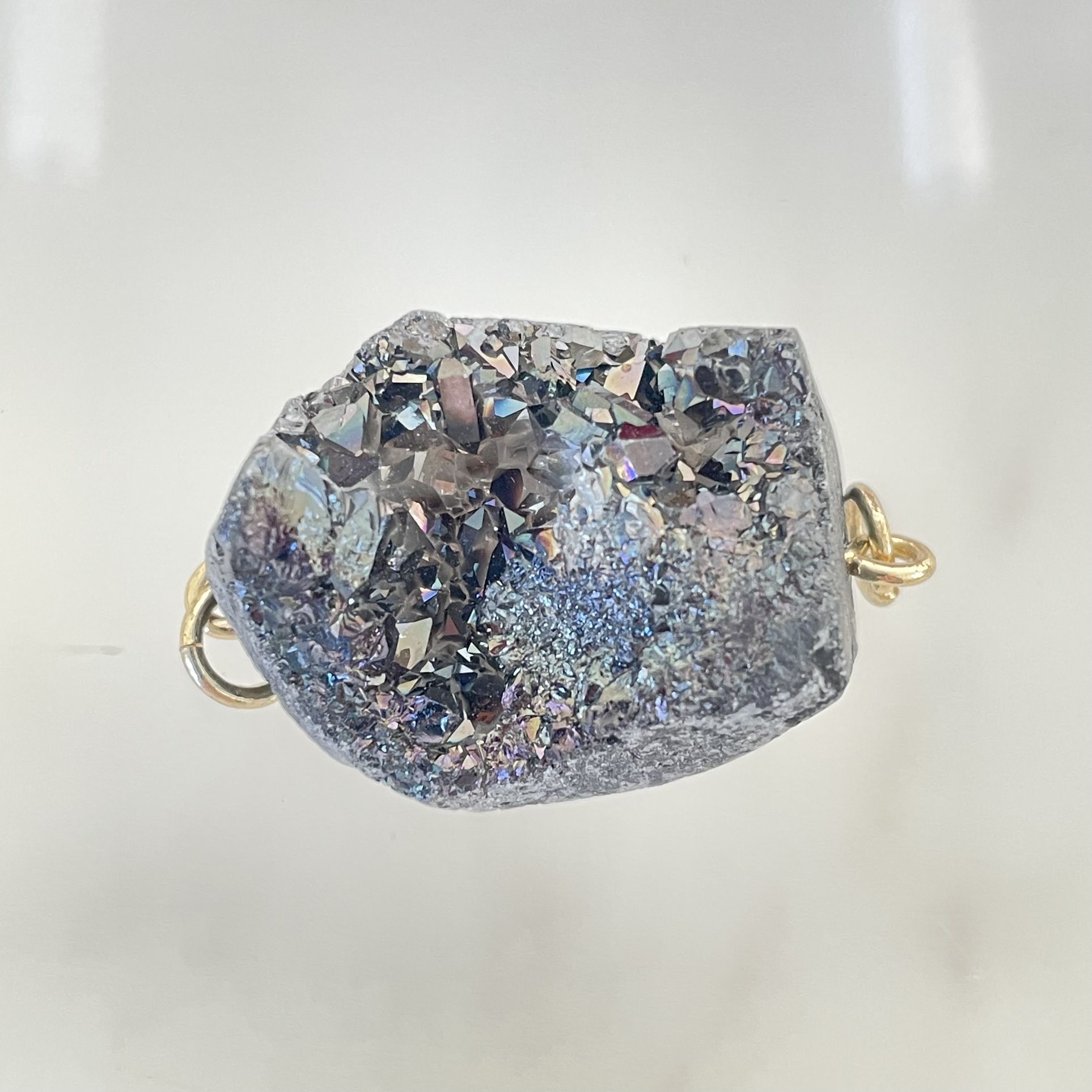 Healing jet geode gemstone pendant jewelry
