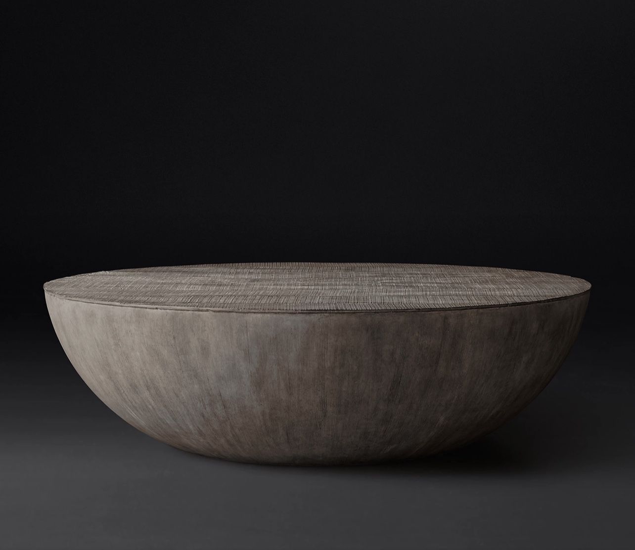 RH SPHERE 55” ROUND COFFEE TABLE • ASH RECLAIMED PEROBA FINISH