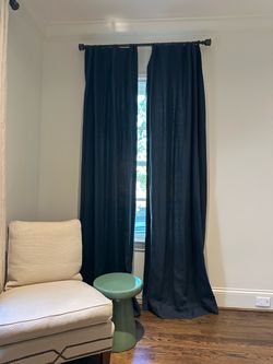 RH drapery panels 44”x96” Navy Belgian Linen (fully lined)