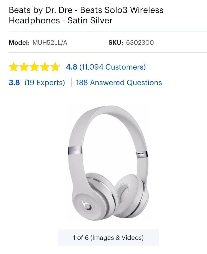 Beats by Dr. Dre - Beats Solo3 Wireless Headphones - Satin Silver - $190