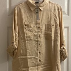 Brand New Ladies Long Sleeve Button Down Shirt Size L
