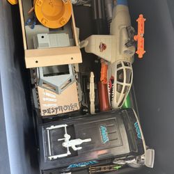 Vintage Toy Lot- 2 Bins Full- GI Joe- Bat Mobile- Marvel