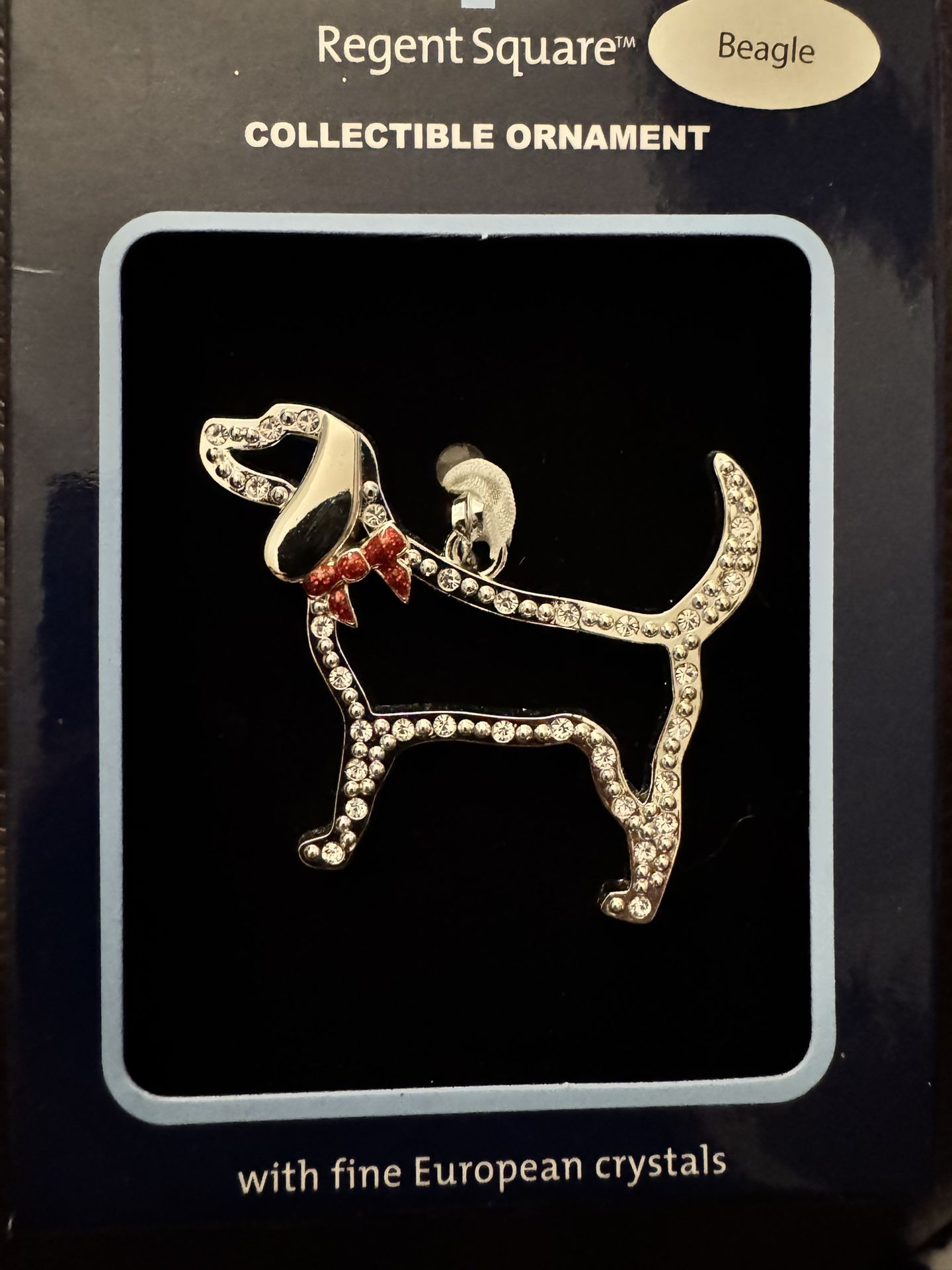 Beagle Christmas Ornament European Crystals