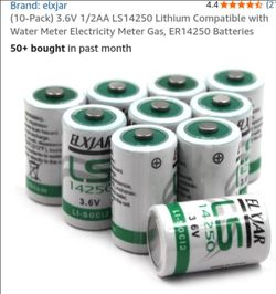 elxjar (10-Pack) 3.6V 1/2AA LS14250 Lithium Compatible with Water Meter Electricity Meter Gas, ER14250 Batteries,( 12 boxes available if you need more