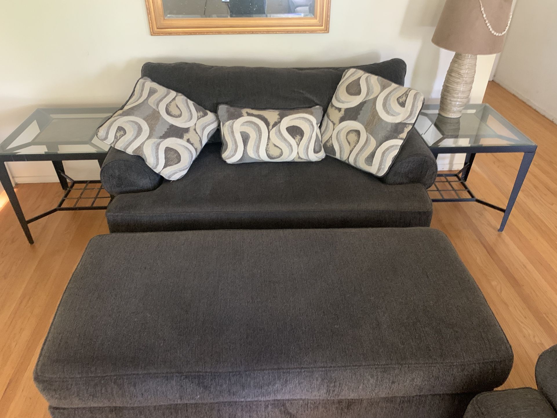 Love Seat with Automan, Two End Tables,  and Lamp