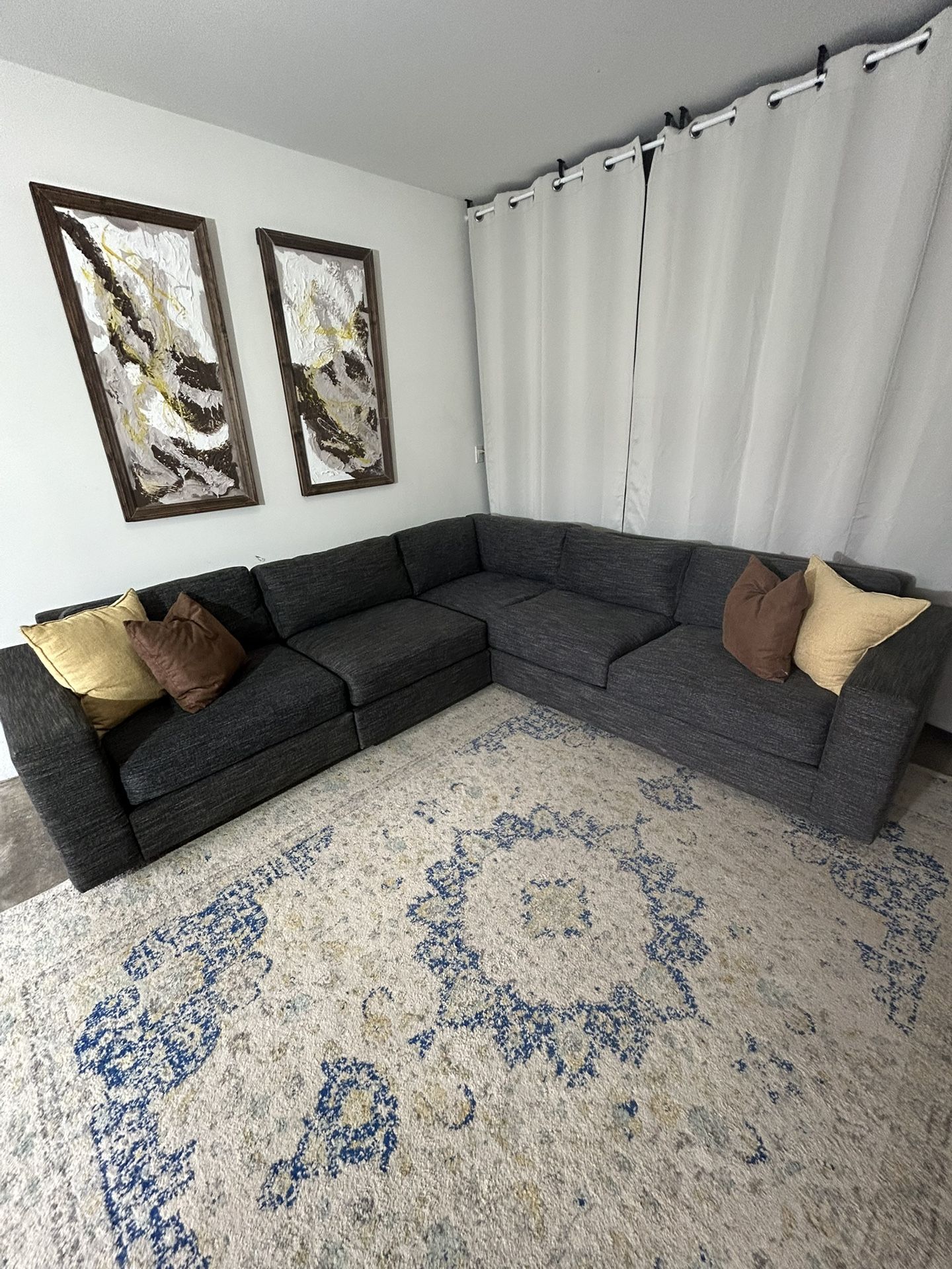 Black West Elm downfilled L shape sectional couch | Like new | 🛻Delivery Available 🛻