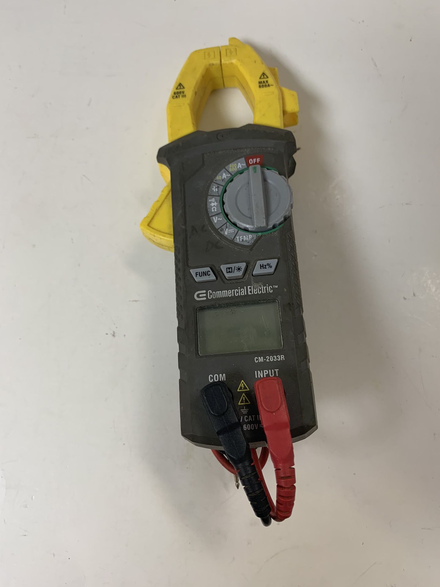 Commercial Electric CM-2033R Clamp Meter W/cords