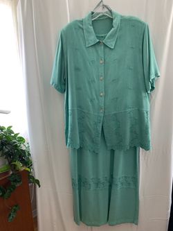 Mint Green Embroidered Two-Piece Dress Set