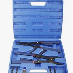 KUNTEC 16" Snap Ring Plier Set ,2 Piece External and Internal Ring Pliers Circlip Pliers with Straight and Angled Jaws and 45°, 90° Tips