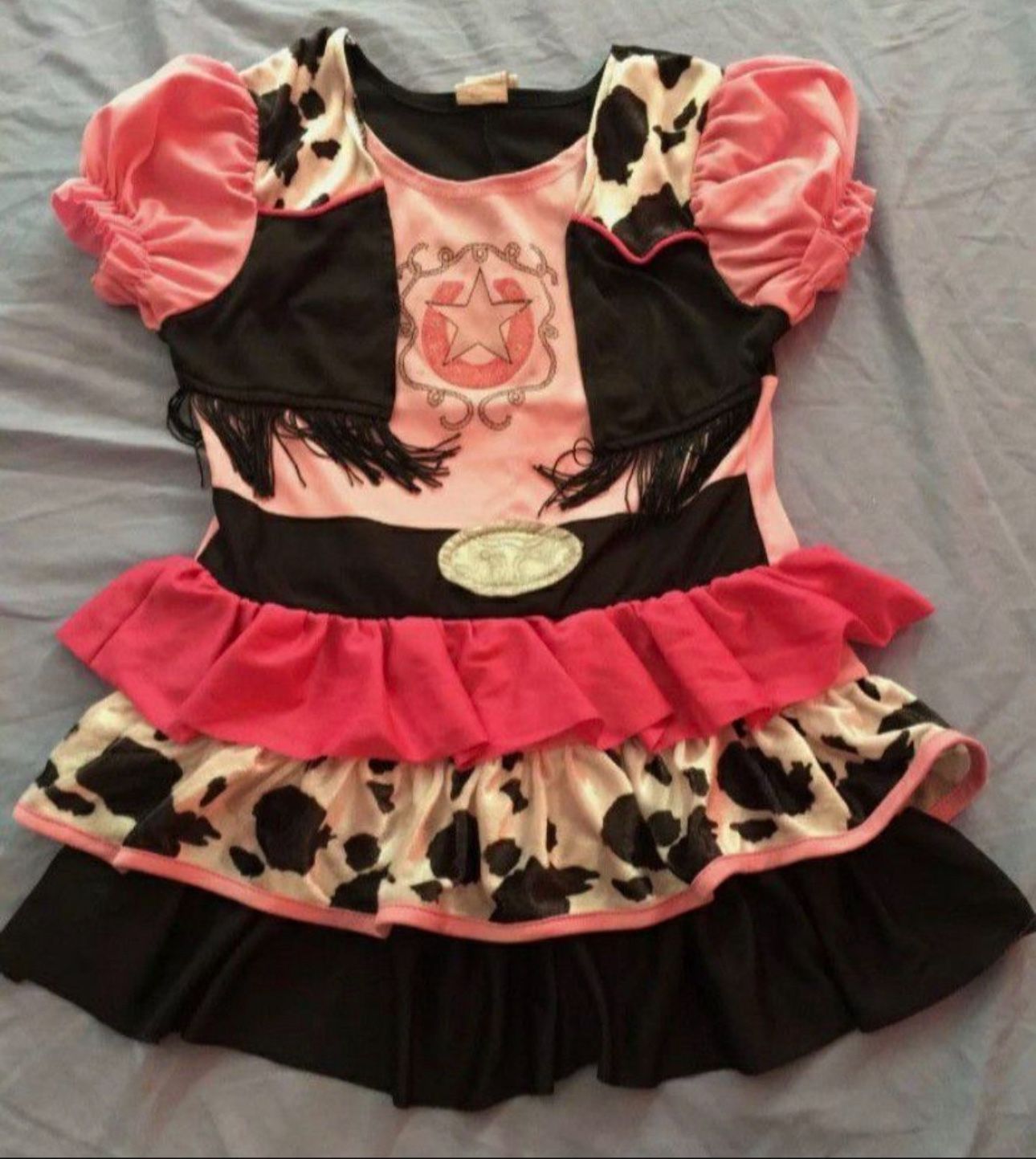 Amscan Cowgirl Dress Childs Halloween Costume - Pink/Black/White, Size S (4-6)