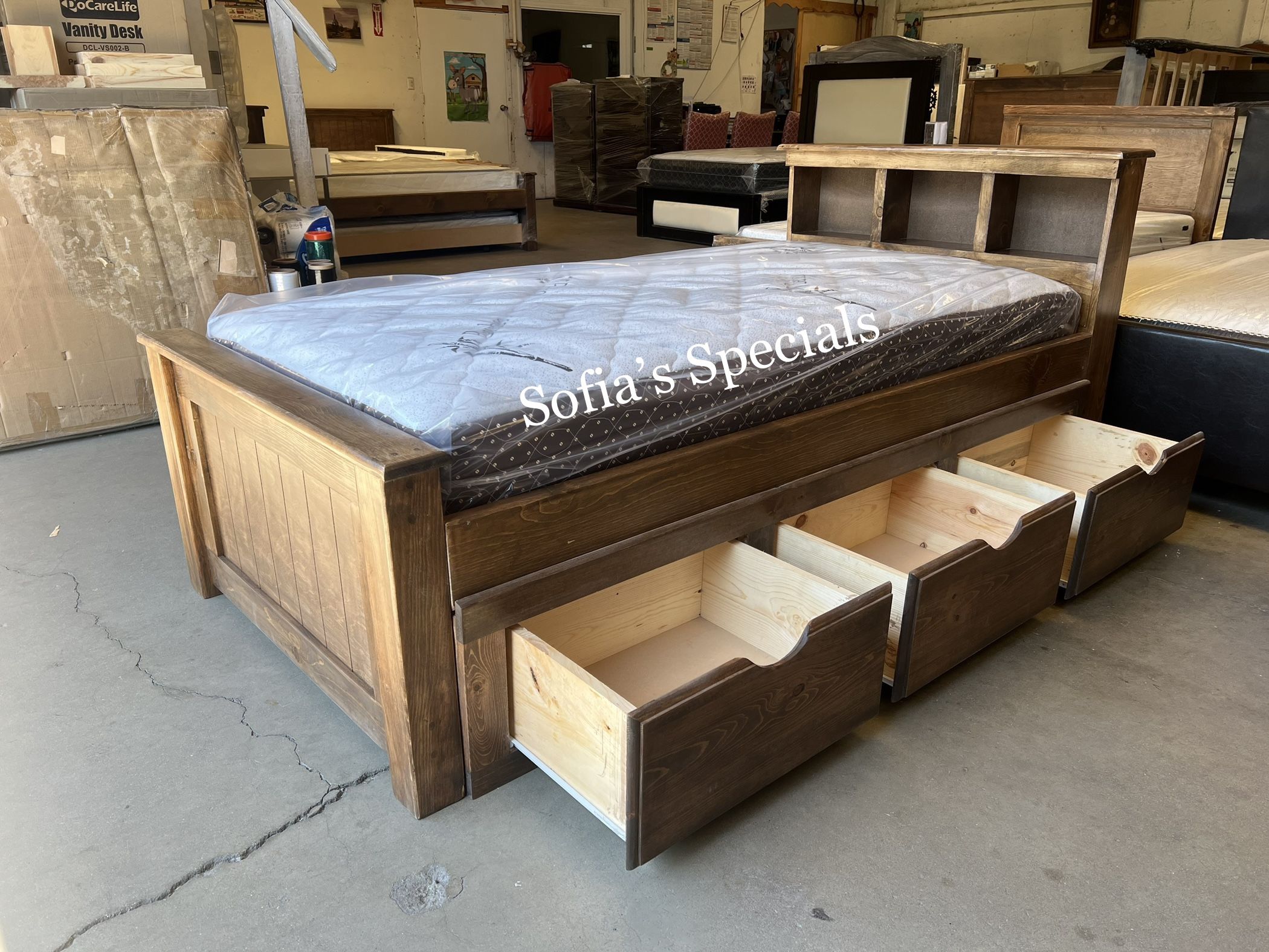 Twin Bed W Drawers And Mattress 