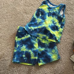 First Impressions Blue and Yellow Tie-Dye Kids Matching Set