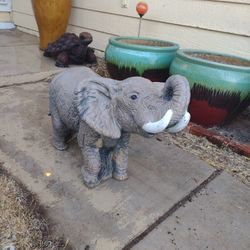 Concrete Elephant And Turtle Statues