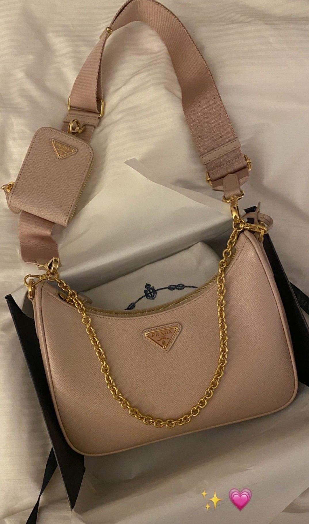 Pink Prada Bag With Pouch