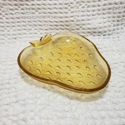 Hazel Atlas pressed glass candy dish amber honey colored. Good condition and smoke free home.  Measures 6 3/4" T X 6" W X 1 1/2" .
 