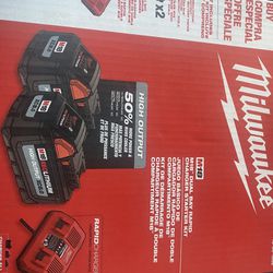 Milwaukee Dual Rapid Battery Charger with 2 High Output 8.0 Batteries 