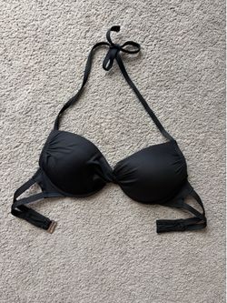 Bombshell Padded Push Up Black Bikini Halter Top