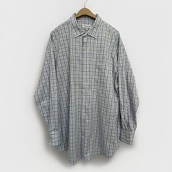 Peter Millar Shirt Men 2XL Blue Pink Check Plaid Summer Comfort Nylon Stretch