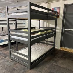 Triple Bunk Bed Gray