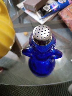 Vintage Cobalt Blue Glass Merry Maid Laundry Sprinkler!