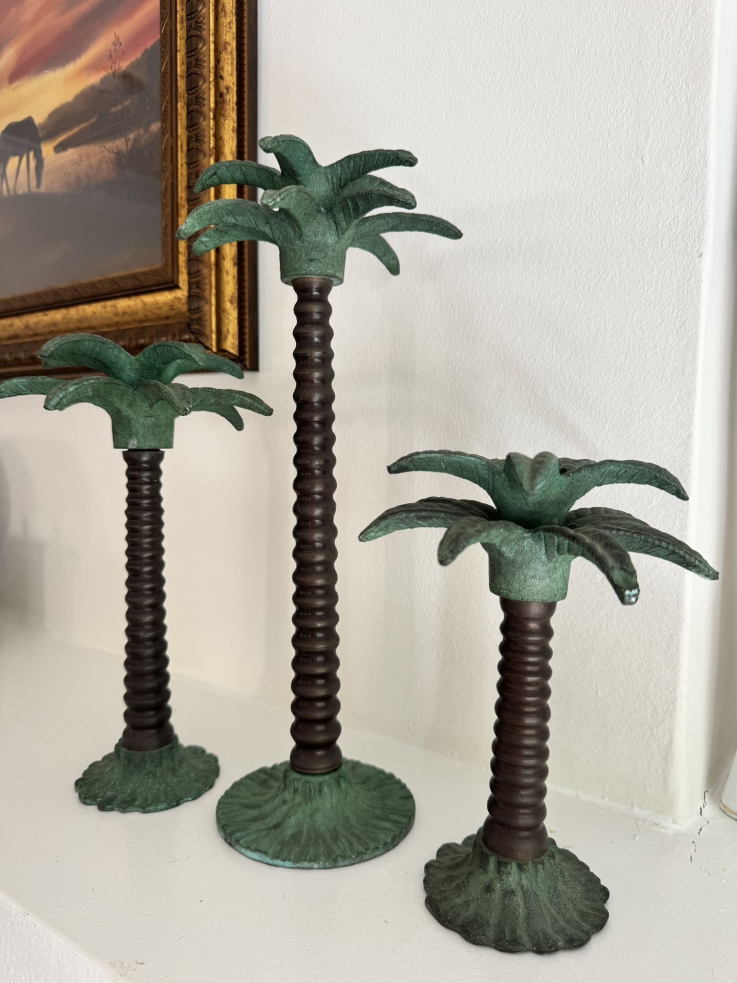 bronze Palm Tree candlesticks