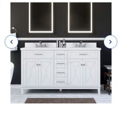 allen + roth Alcova 60-in White Undermount Double Sink Bathroom Vanity with White Engineered Stone Top Item #(contact info removed) Model #LWSK60VW