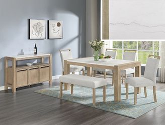 6-pc Dining Table Marble Top
