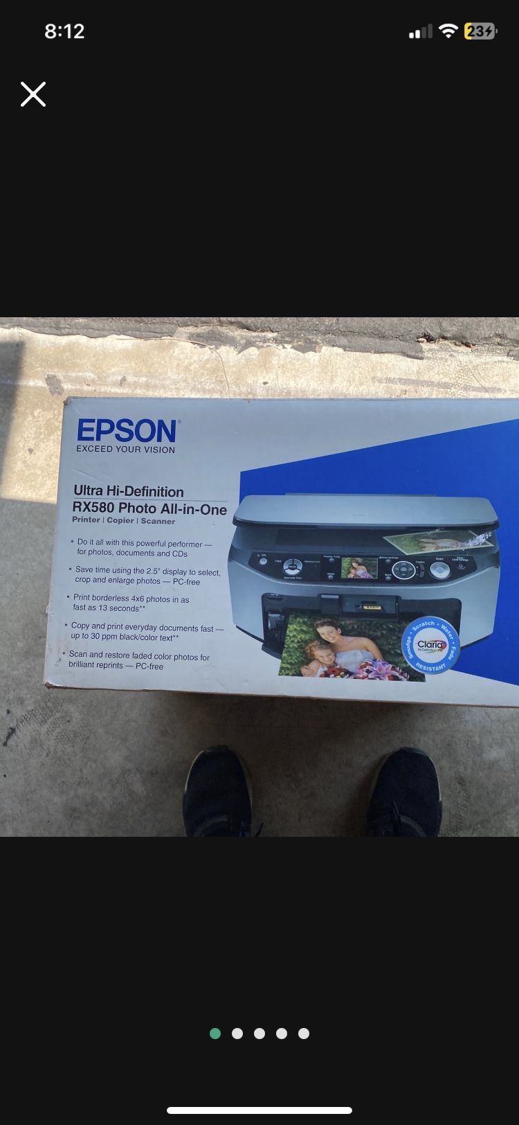 E pson Stylus Photo RX580 All-In-One Inkjet Printer Copier Scanner  New Condition