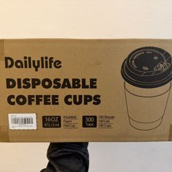 16 Oz Disposable Coffee Cups, Lids, Sleeves (300 Pieces)