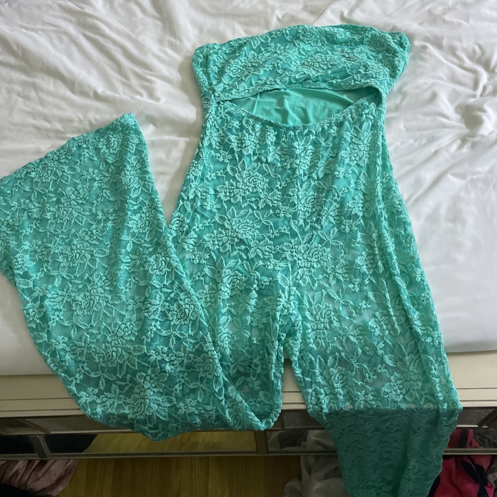 Tiffany Blue Bellbottom Jumpsuit