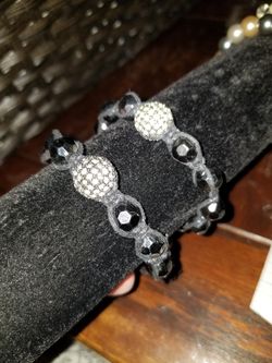 2 black beaded with bling bracelets both $5
