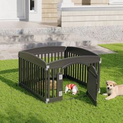 NEWBULIG Dog Playpen 4-Panel, 24IN Puppy Playpen, Stable Dog Play Pen Indoors/Outdoor with Secure Locking Door, Plastic Pet Fence for Small & Medium D