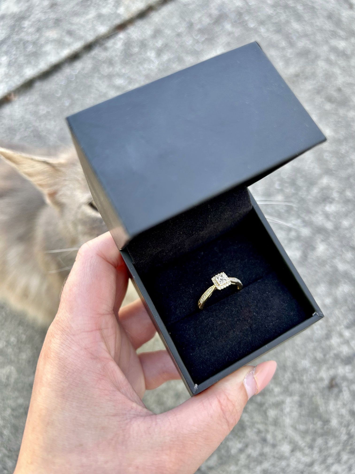 3/8 CT Quad Princess Cut Engagement Ring 10k Gold Size 6 